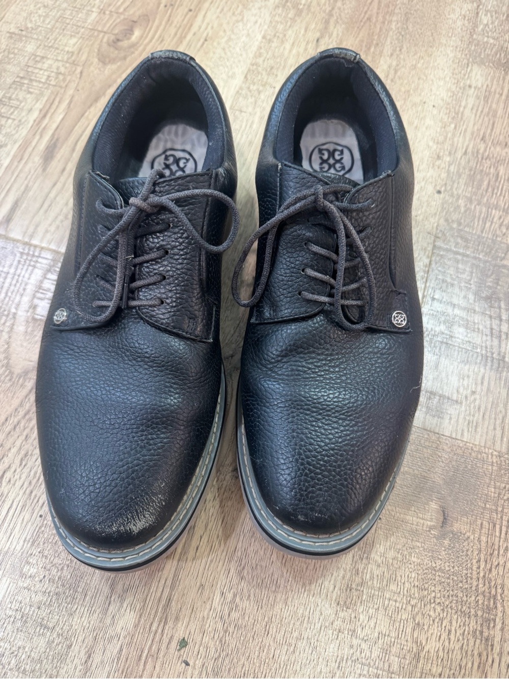 G/FORE Men's Black Textured Leather Golf Shoes